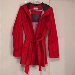 Tangerine-orange Columbia Rain Jacket